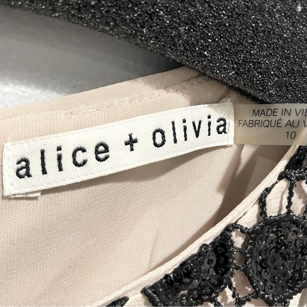 Alice + Olivia Black Sequin Patterned Mini Dress … - image 4